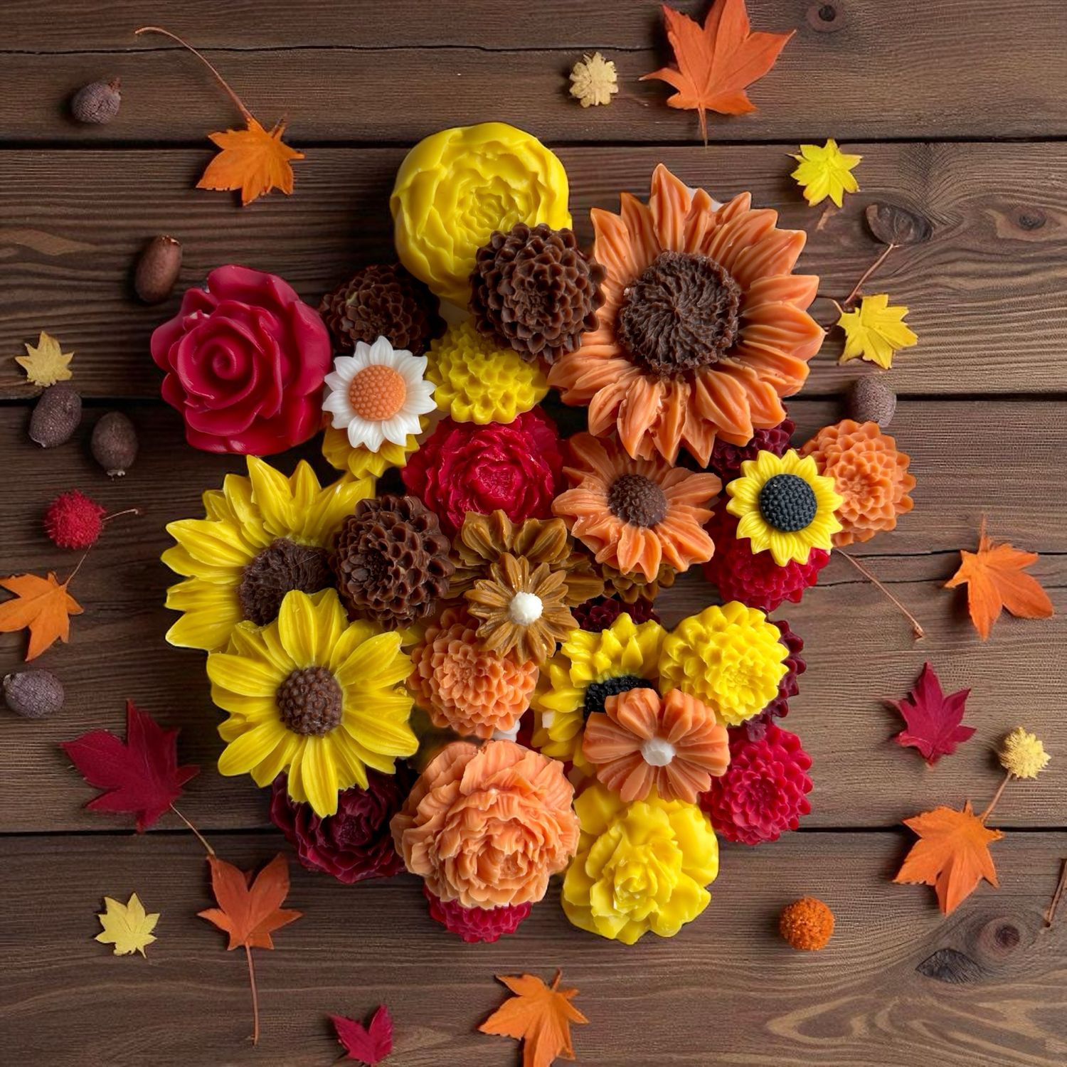 Fall Themed Floral Mixed Baggie Wax or Soap Embeds