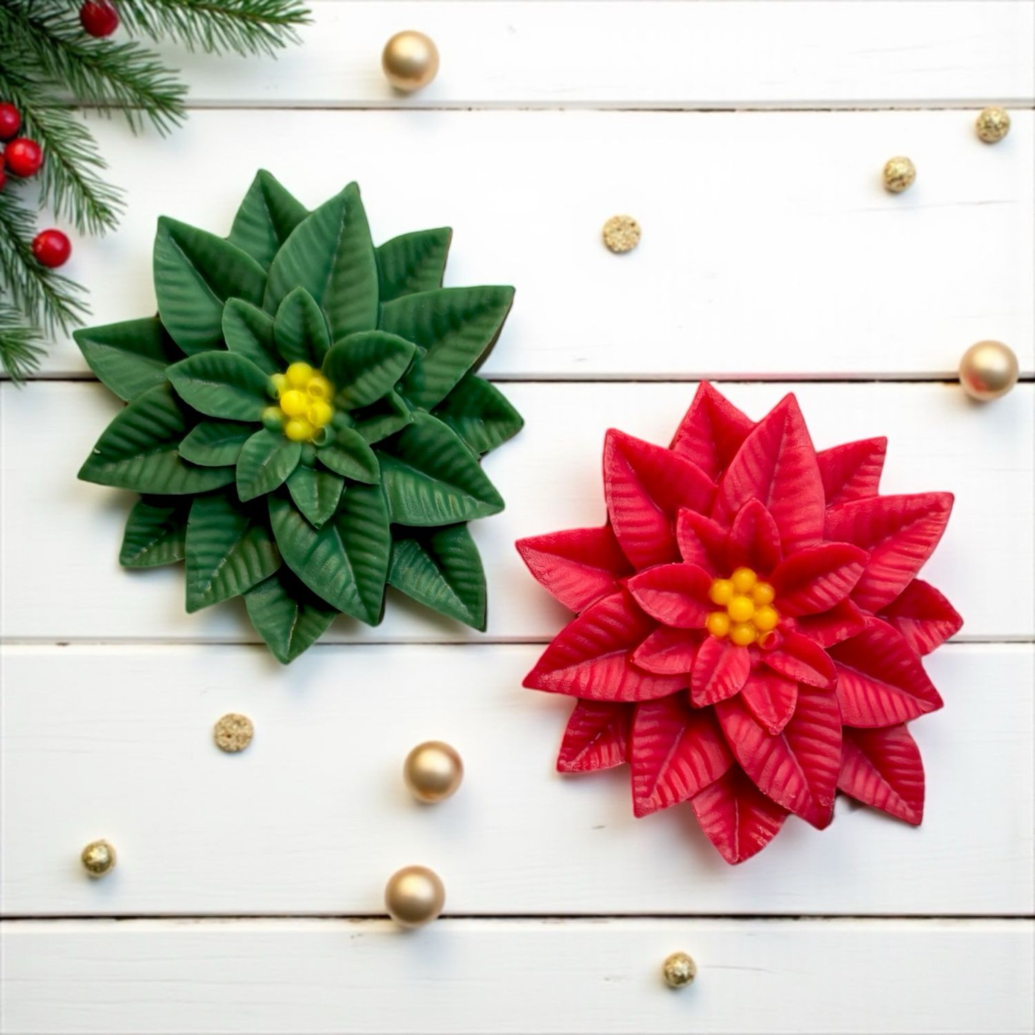 Poinsettia Flowers Wax or Soap Embeds