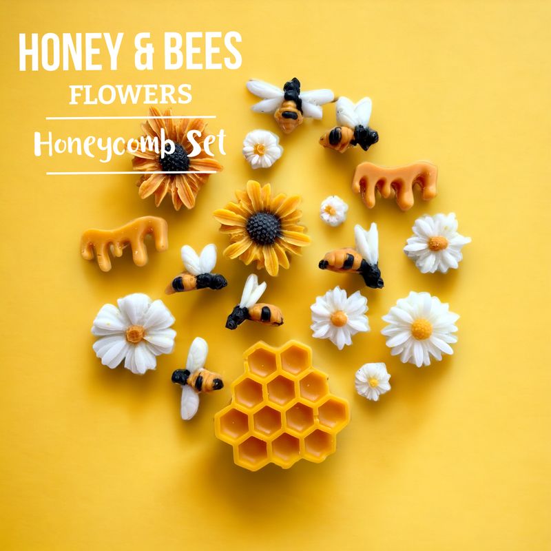 Honey, Bees, Honeycomb Flower Wax Embed Set