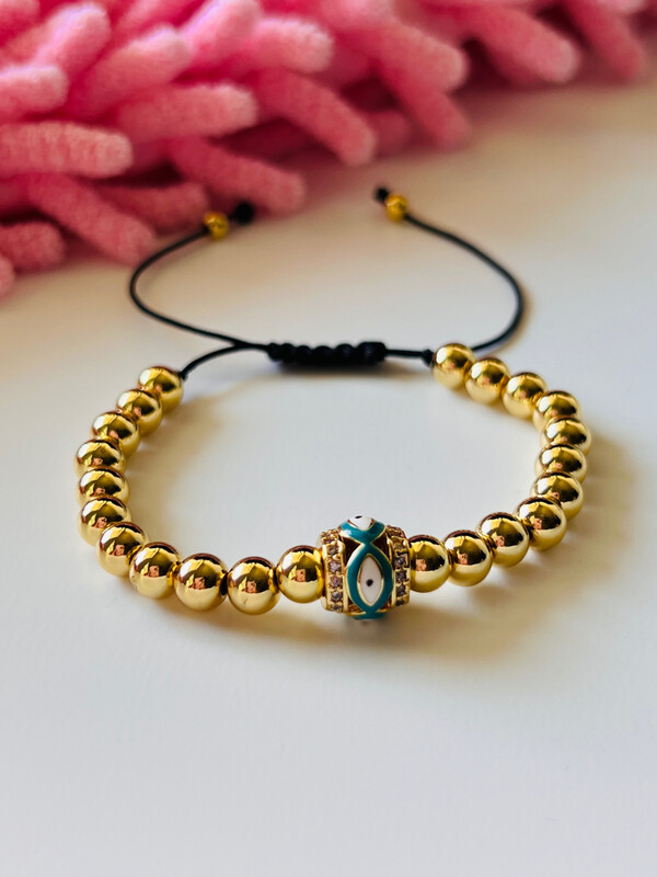 Pulsera Dorada ojos turco