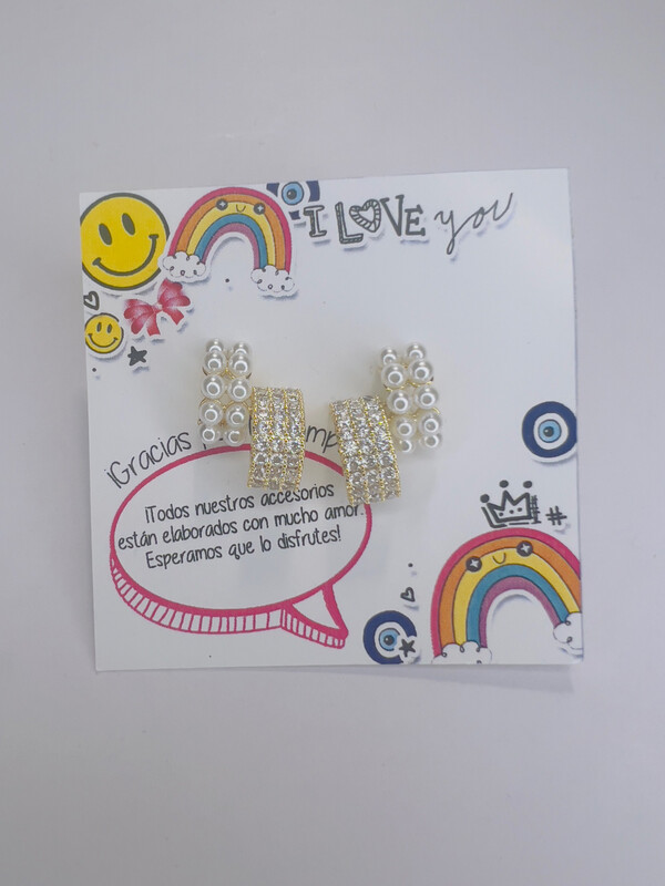 Zarcillos en perlas y circones 
