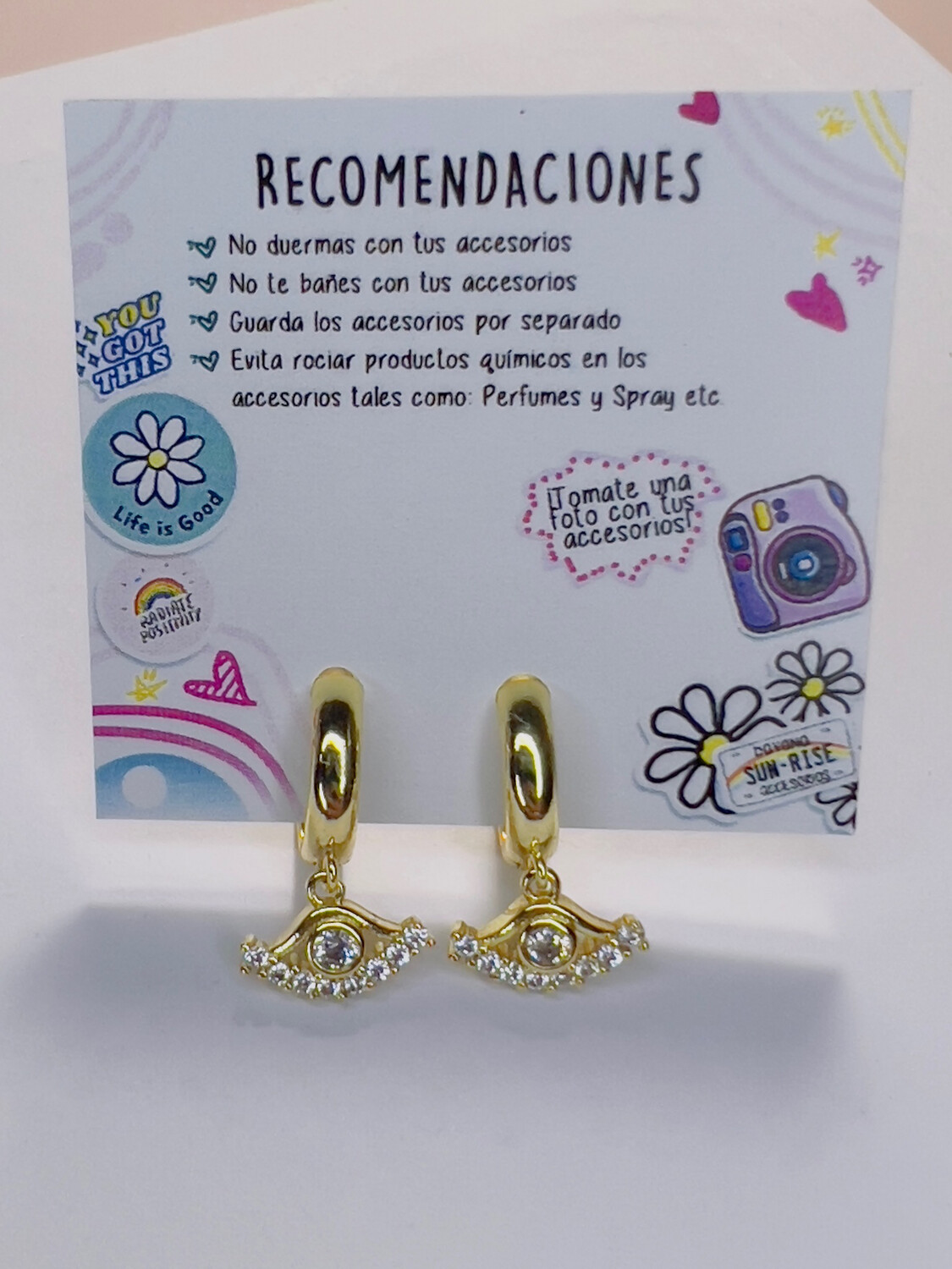 Argollas  con colgantes en forma de ojos turco