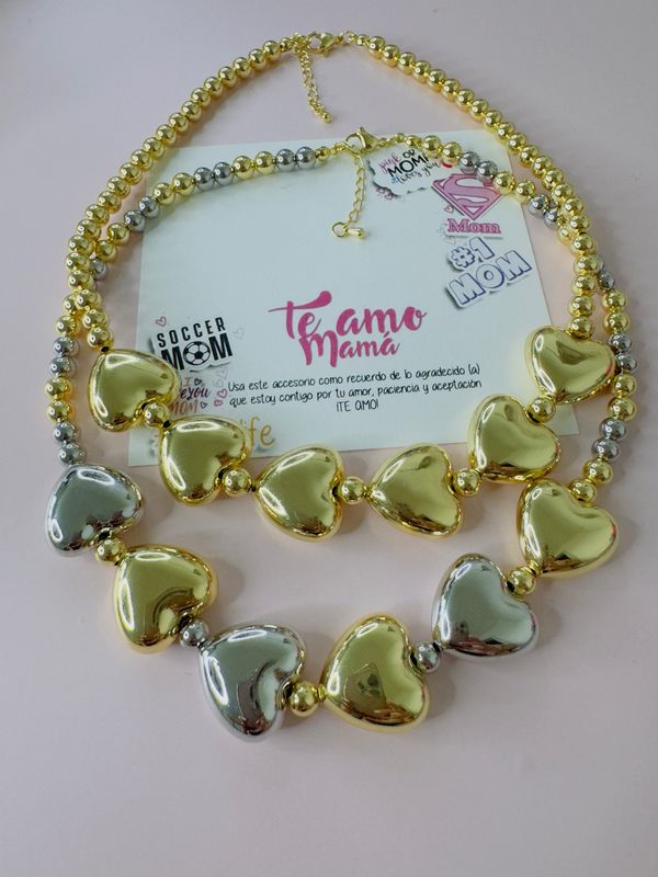 Choker de balines y corazón gold 