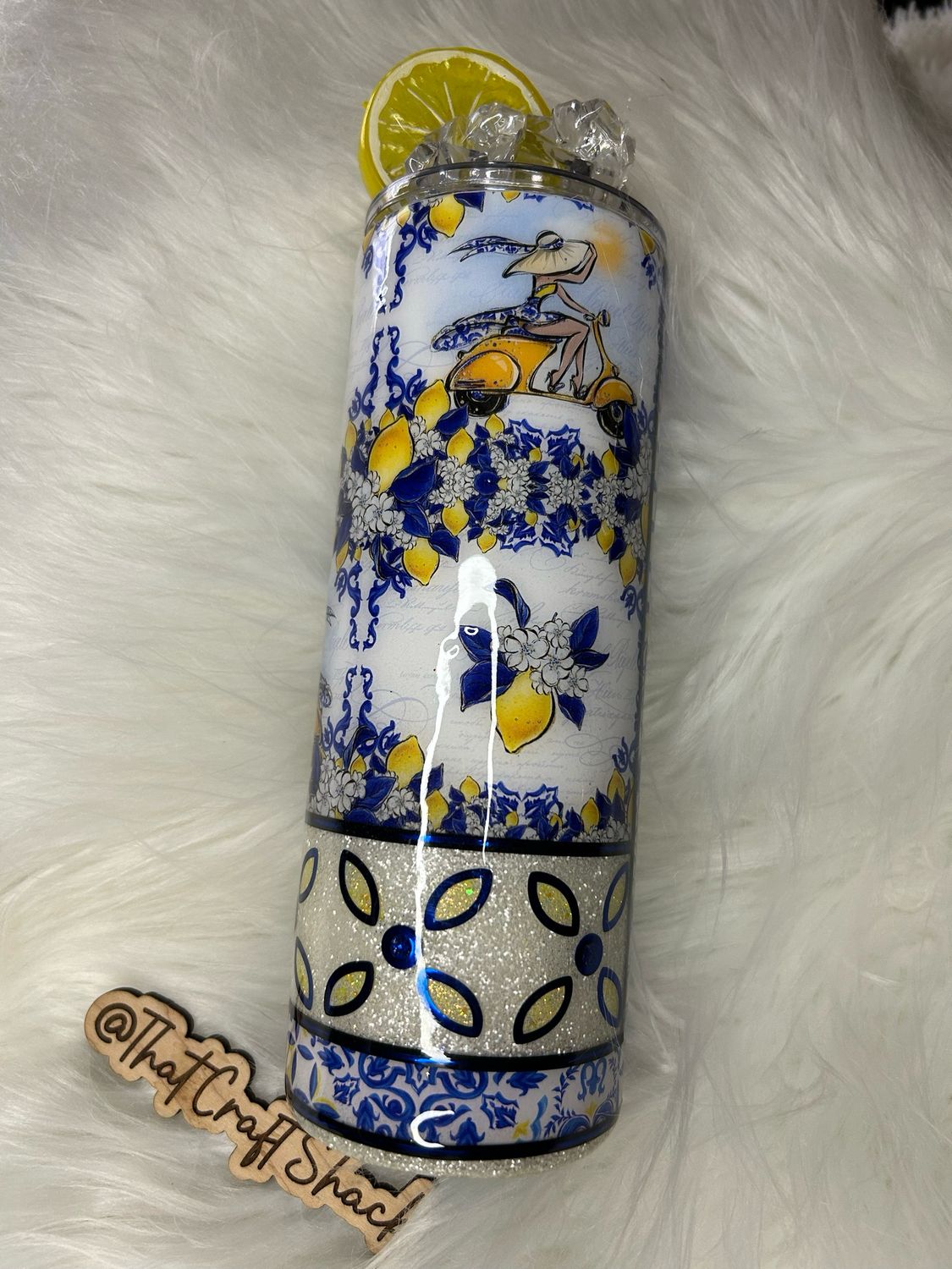 20oz Skinny Lemon With Snowglobe Booty And Lemon Topper