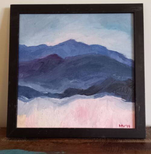 Schilderij/Aquarel van een berglandschap