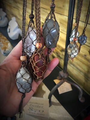 Handcrafted Macrame Crystal Holder Necklace