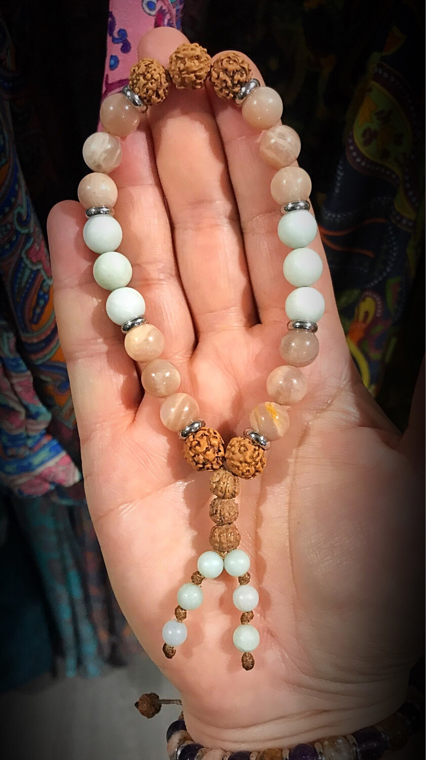 Peach Moonstone &amp; Amazonite Worry Beads