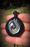 Sheen Black Obsidian &amp; Paua Shell Hook Pendant