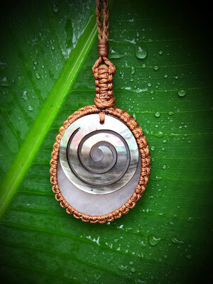 Rose Quartz Spiral Paua Pendant