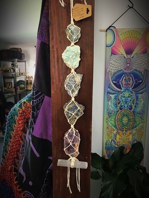 Apatite, Amazonite, Blue calcite, Sodalite &amp; Amethyst Crystal Hanger