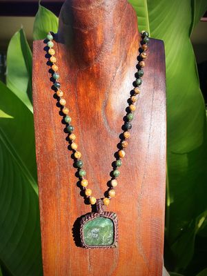 NZ Pounamu Half Mala With Canadian Nephrite Jade &amp; Picture Jasper