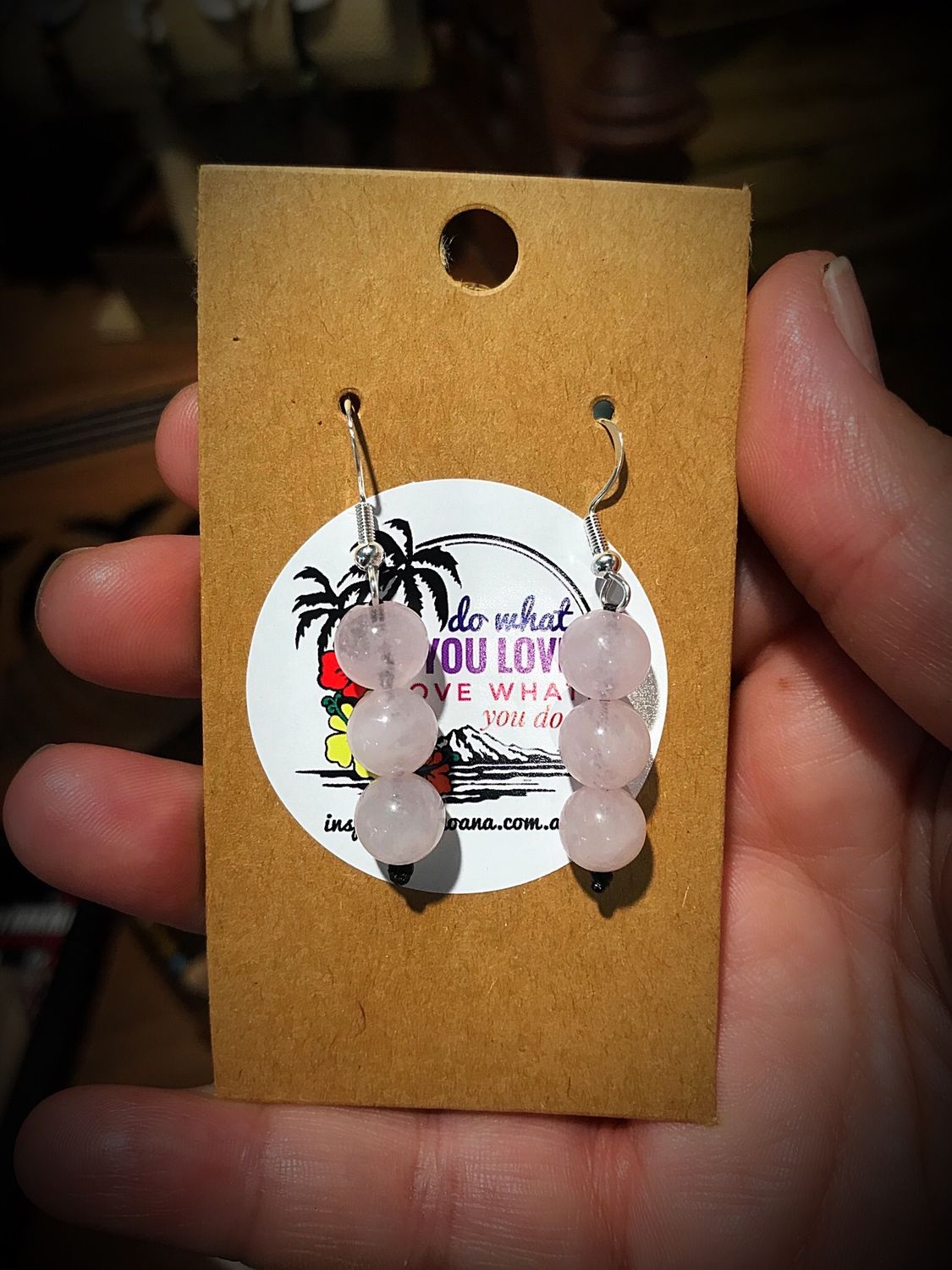Rose Quartz 8mm Drop Earrings