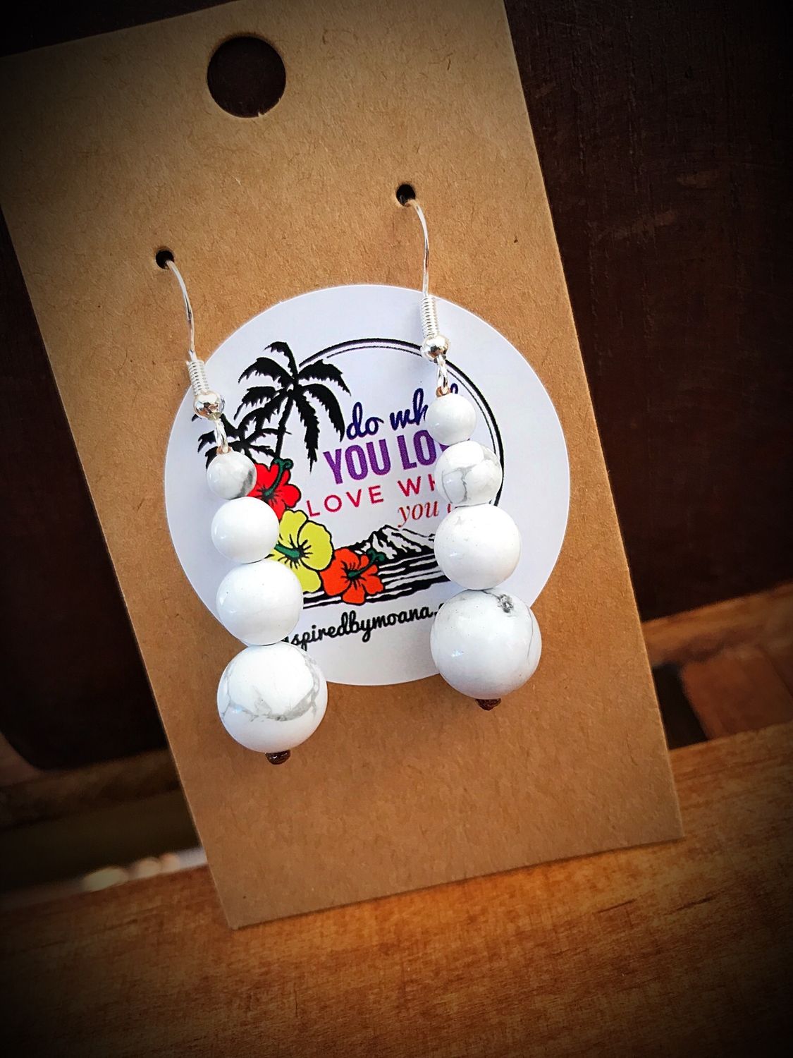White Howlite Drop Earrings
