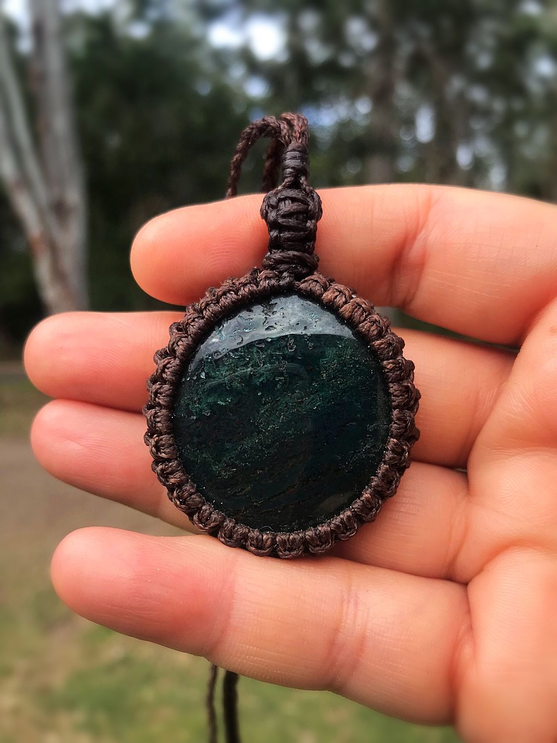 Green Moss Agate Pendant