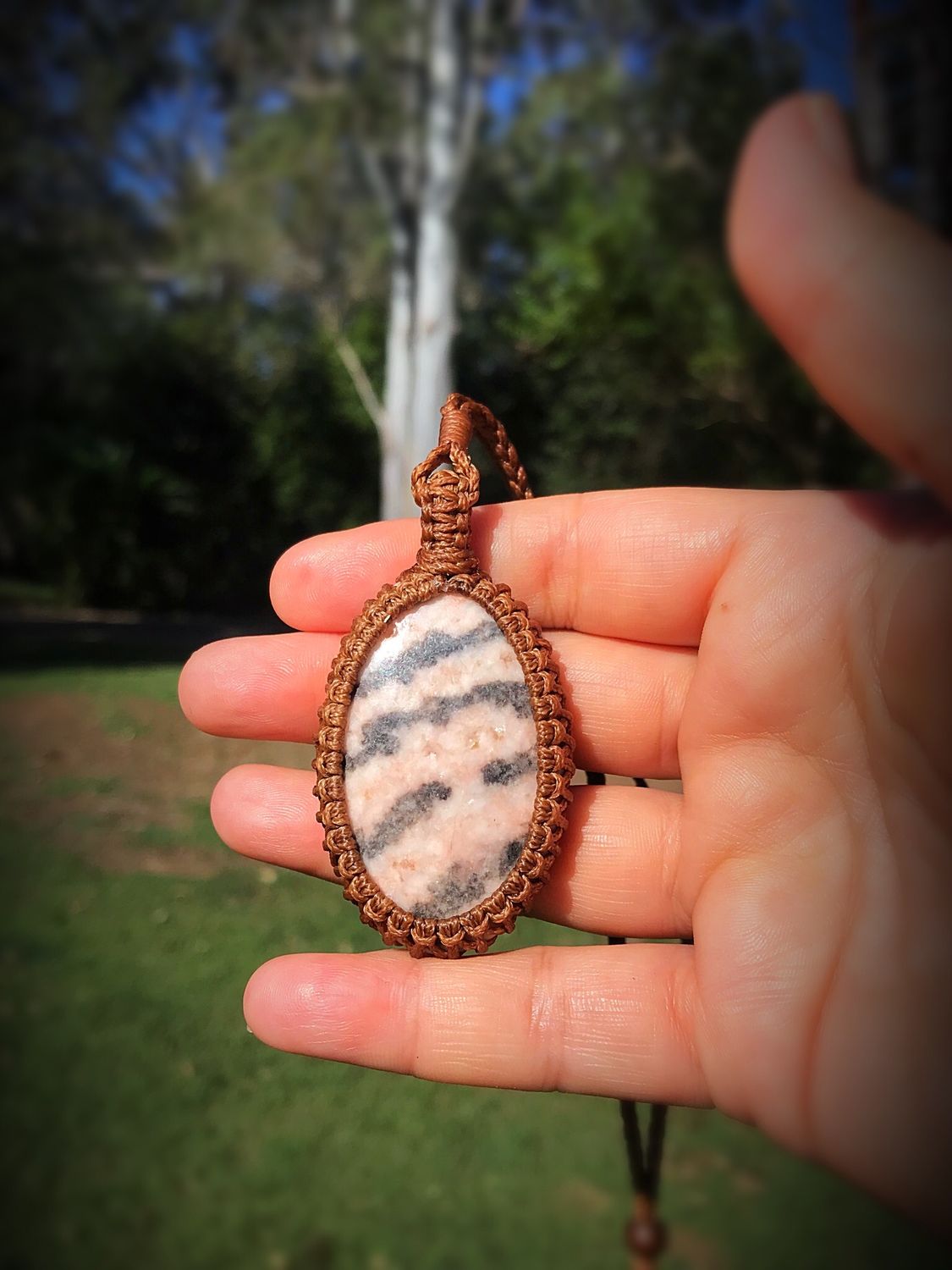 Pink Zebra Jasper Pendant