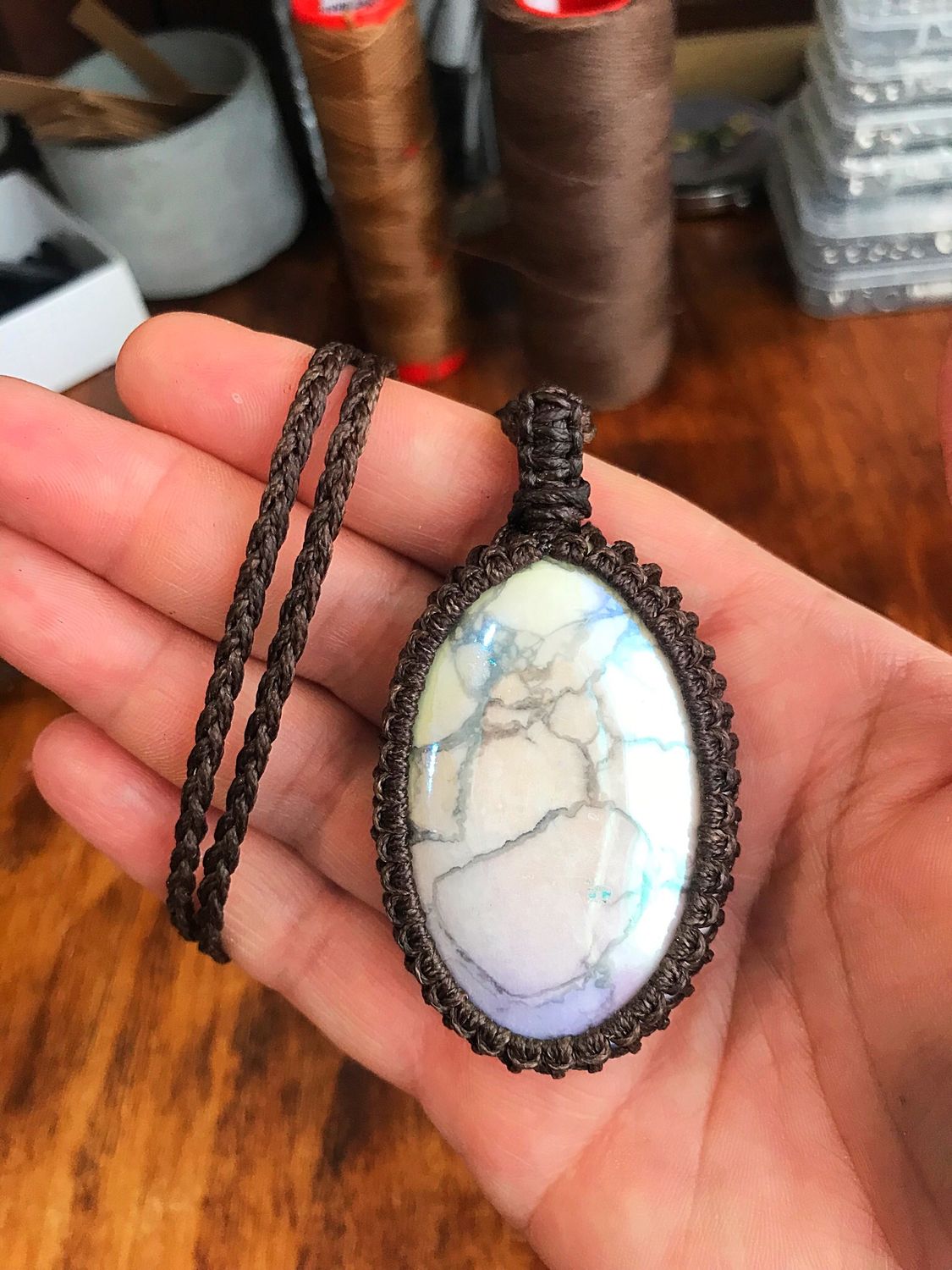 Aura White Howlite Pendant