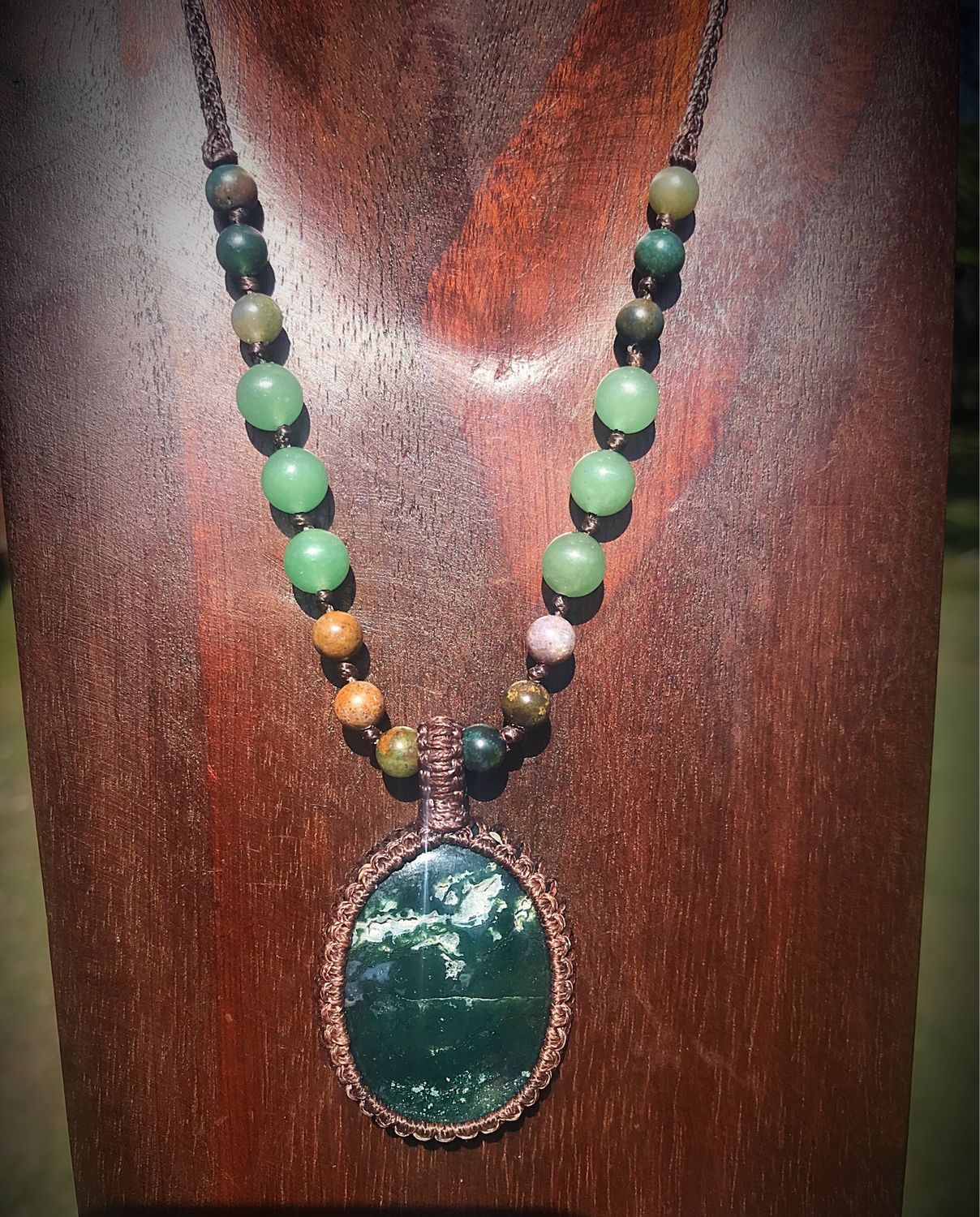 Indian Agate With 9 Stone Green Aventurine &amp; Indian agate Necklace