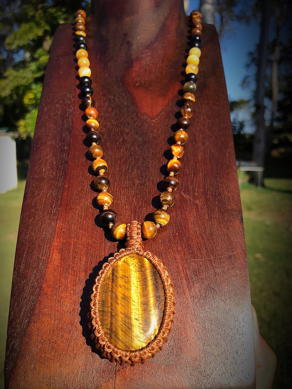 Tiger’s Eye Half Mala With Honey Tiger’s Eye &amp; Blue Tiger’s Eye Half Mala