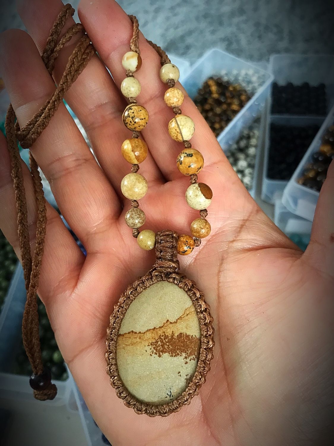 Picture Jasper Pendant With 7 Stones