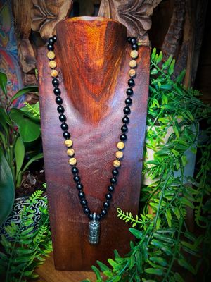 ‘Mindful Harmony’ Black onyx &amp; Picture Jasper Half Mala