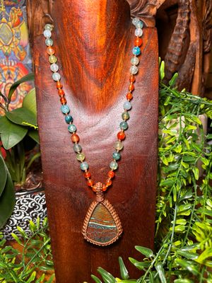 Dragon Agate &amp; Carnelian Necklace