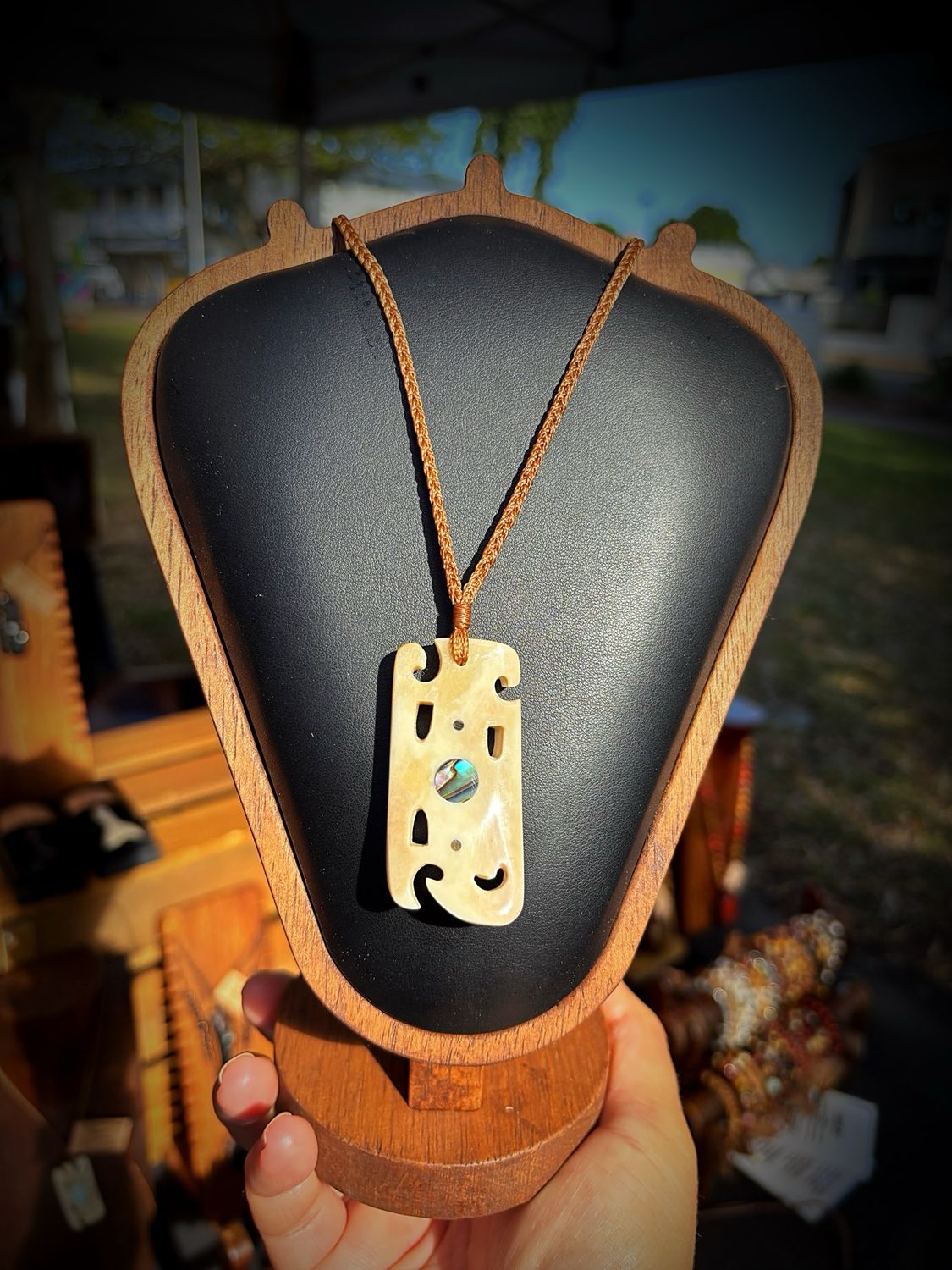 “Moana” Ocean Handcrafted Bone Pendant With Paua Shell