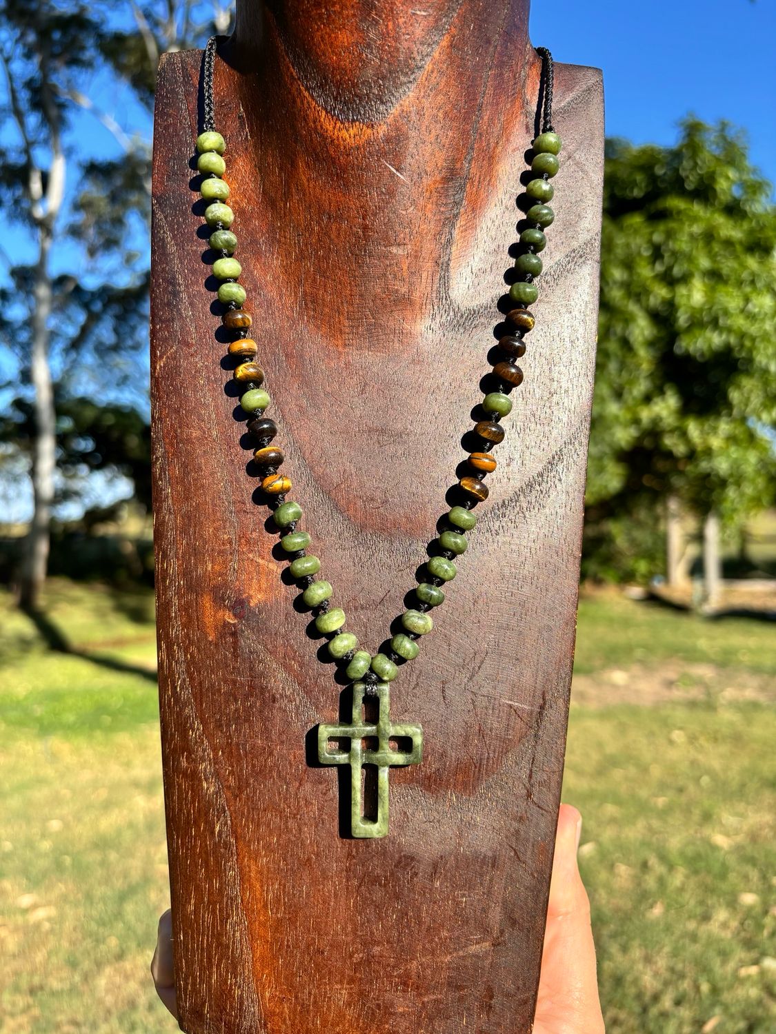 Nephrite Jade &amp; Tiger’s Eye Half Mala