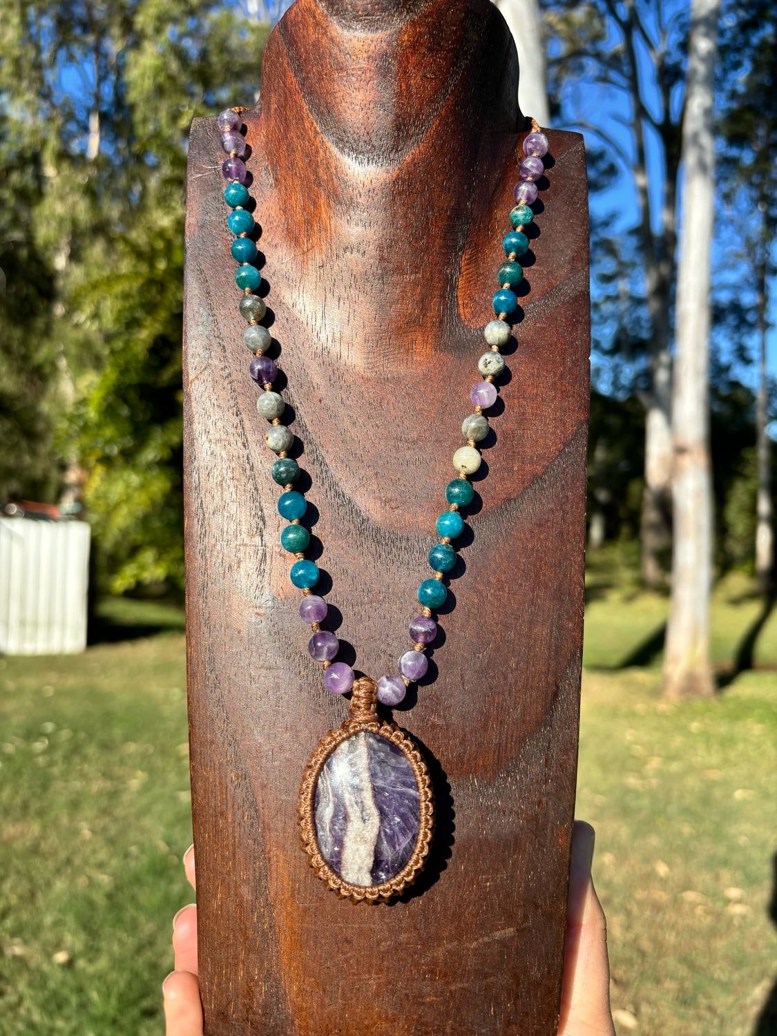 Amethyst Pendant With Apatite &amp; Labradorite