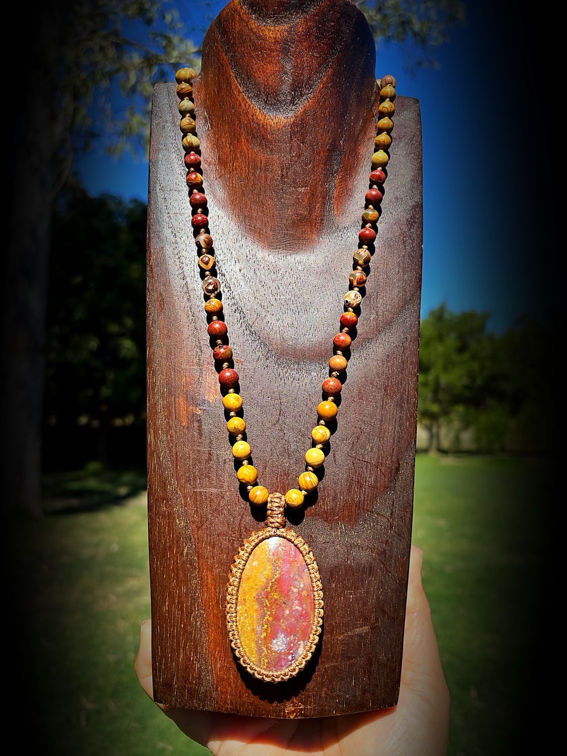 ‘Oceanic Harmony’ Grounding Jasper Half Mala Necklace