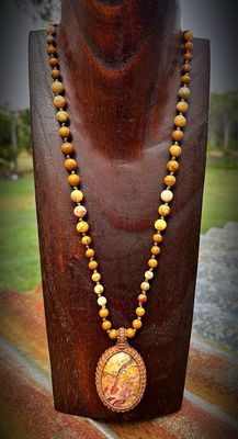 Crazy Lace Agate with Woodgrain Jasper Beaded Necklace