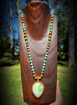 Pistachio Calcite with Jasper, Aventurine &amp; Calcite Beaded Necklace