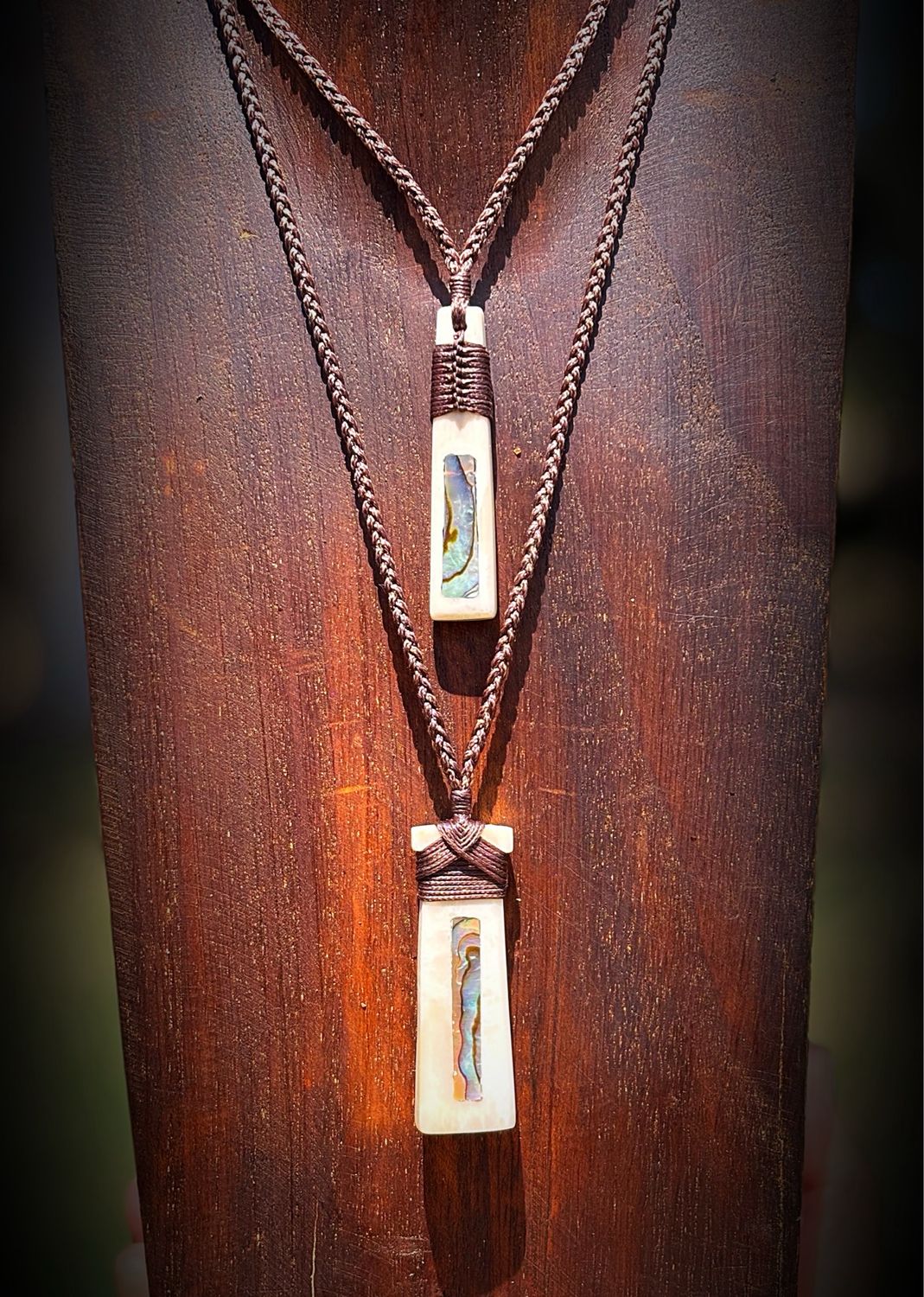 Handcrafted Bone Pendant With Paua Shell