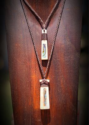 Handcrafted Bone Pendant With Paua Shell