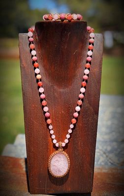 “Self love” Half Mala With Rose Quartz, Sunstone &amp; Rhodochrosite