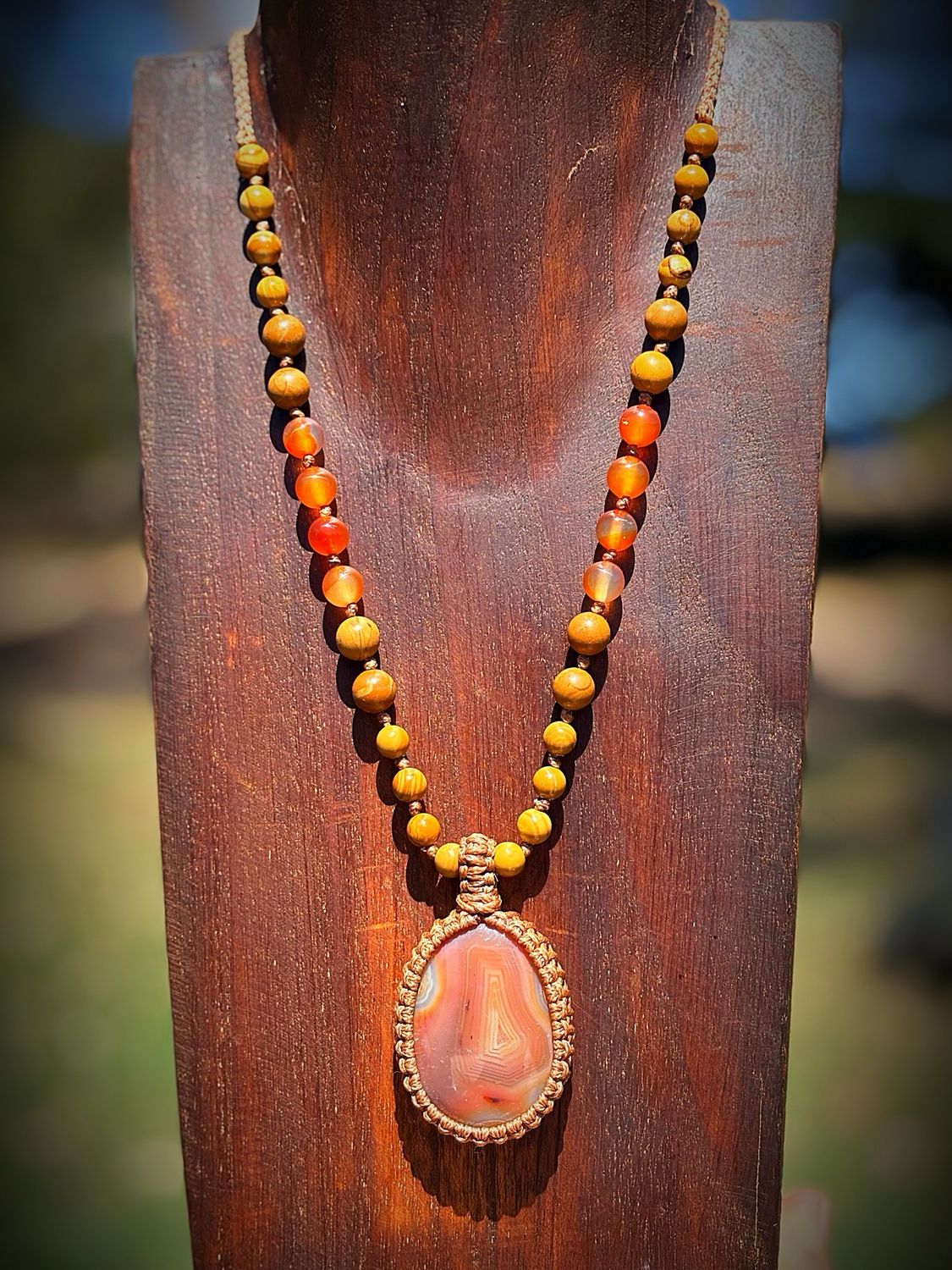Carnelian With Petrified Wood Jasper Necklace