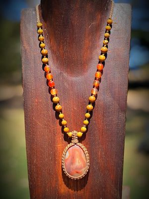 Carnelian With Petrified Wood Jasper Necklace