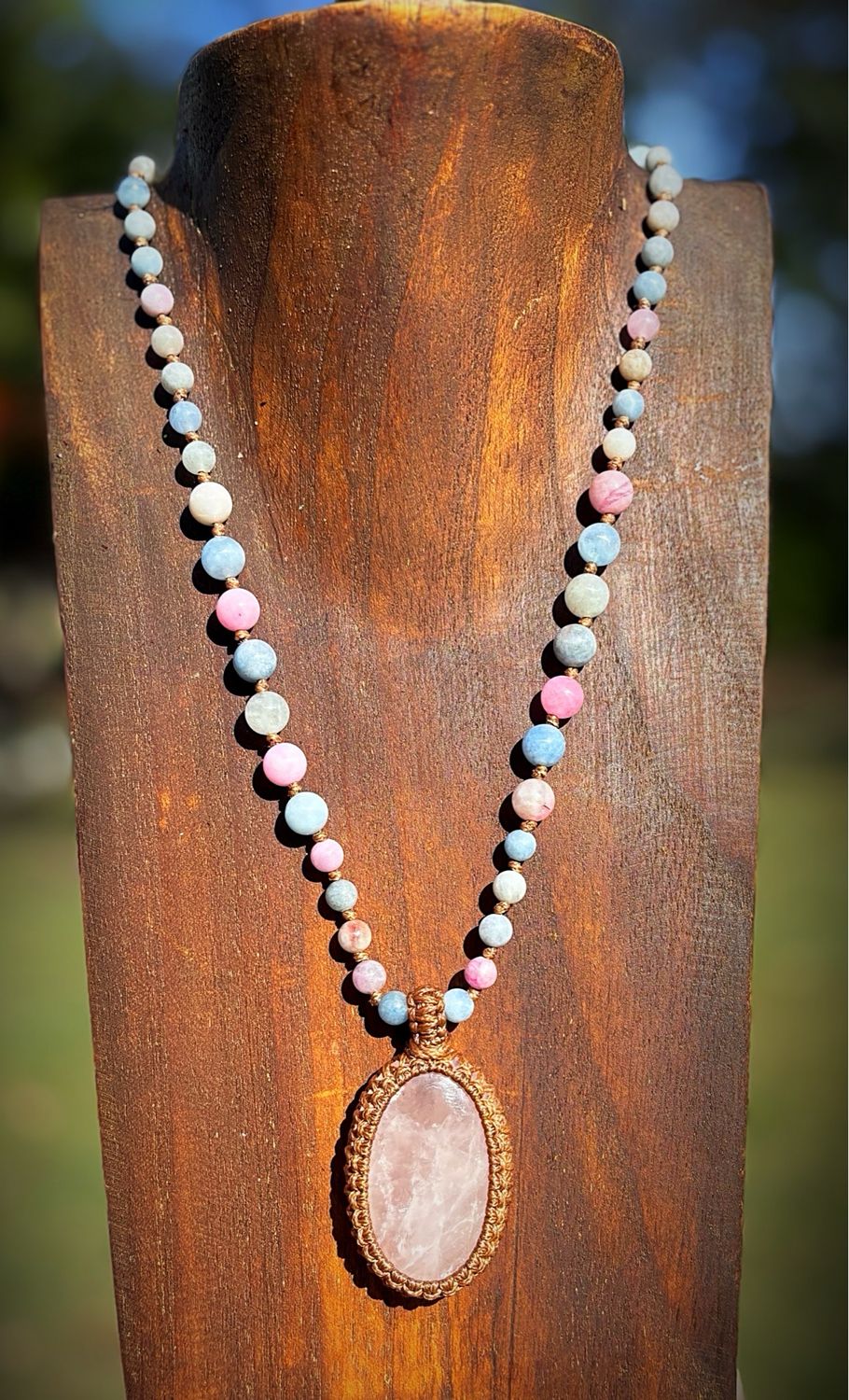 Rose Quartz With Morganite Beaded Necklace