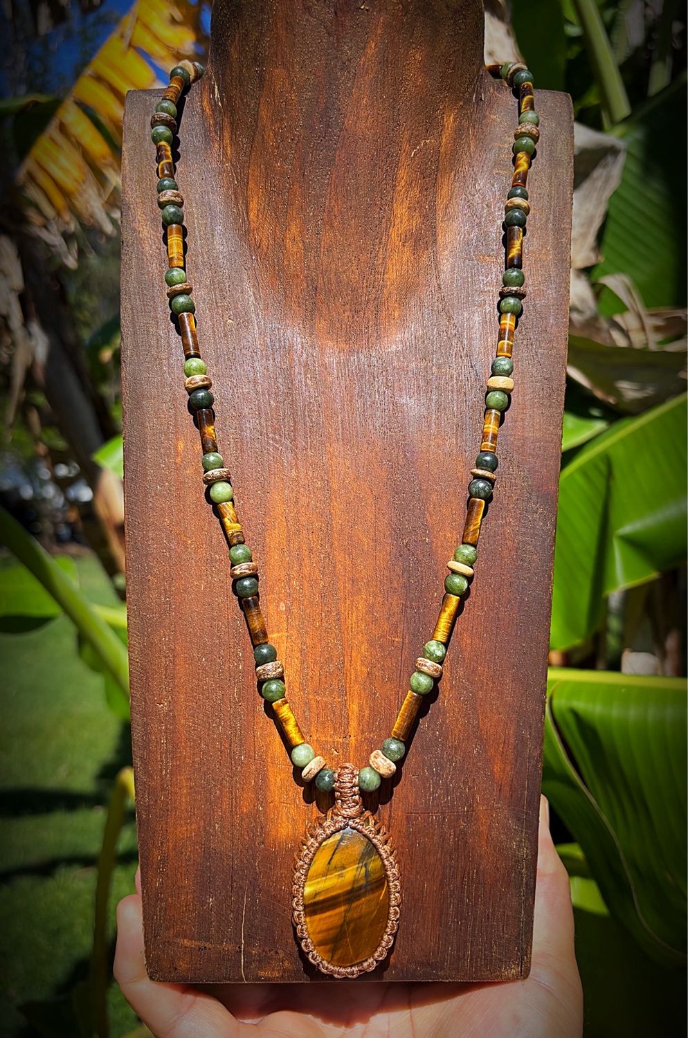 Tiger’s Eye &amp; Nephrite Jade Necklace
