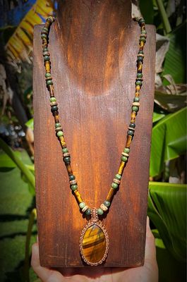 Tiger’s Eye &amp; Nephrite Jade Necklace