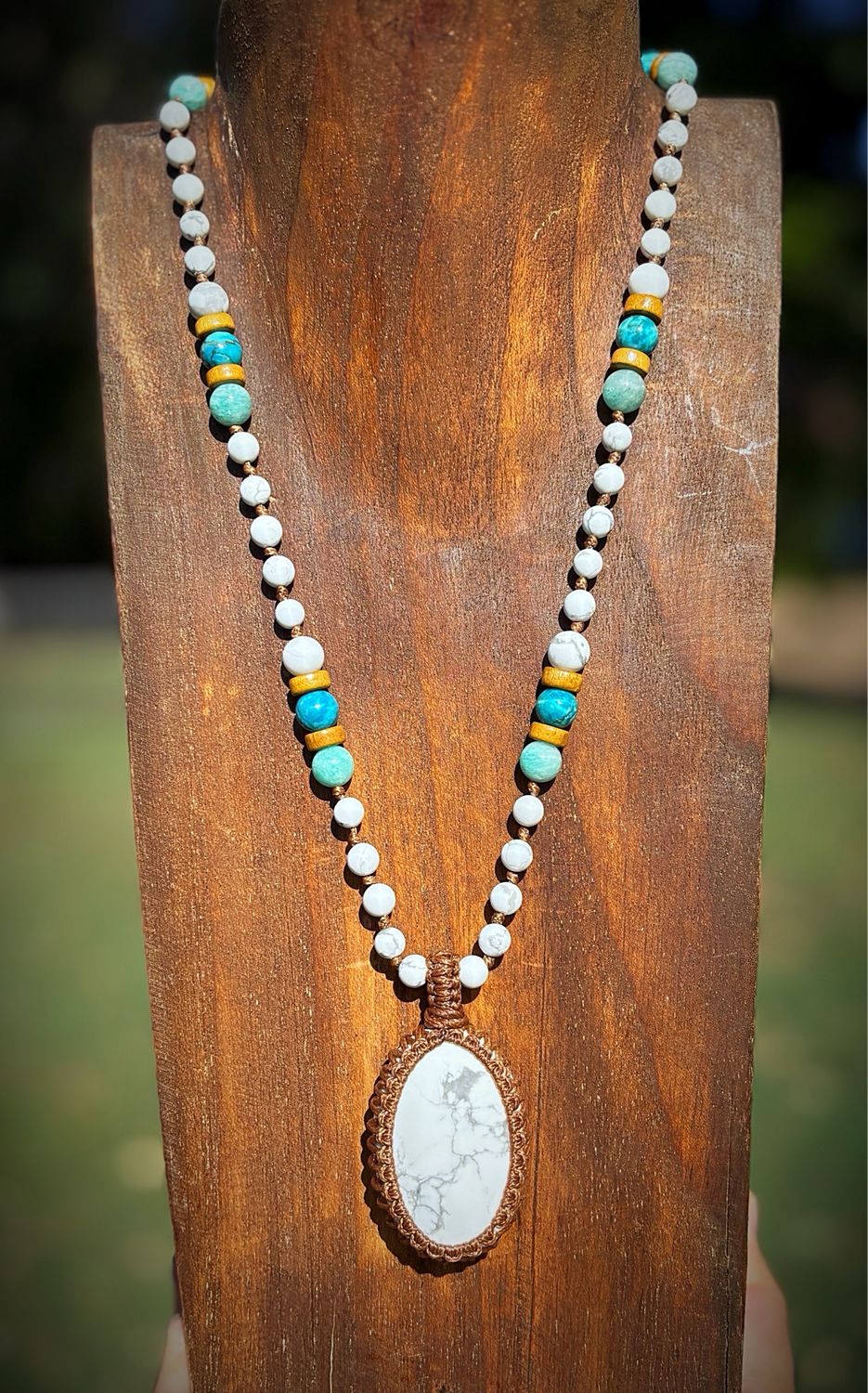 White Howlite With Amazonite &amp; Turquoise Necklace