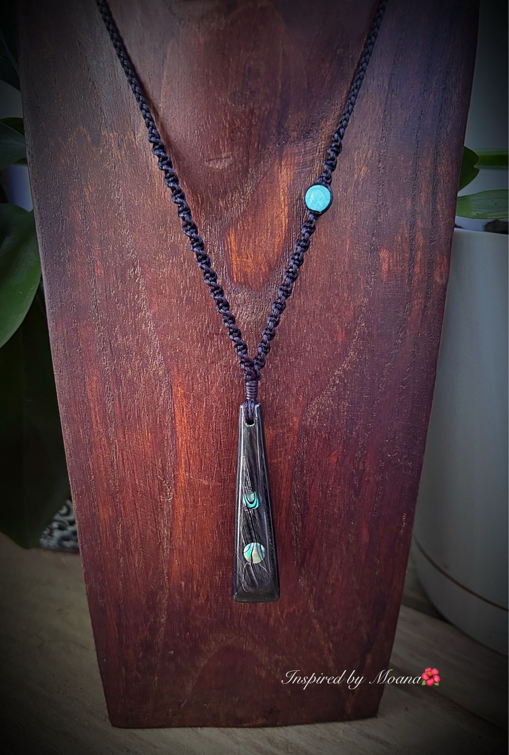 Handcrafted Buffalo Horn Pendant With Paua Shell