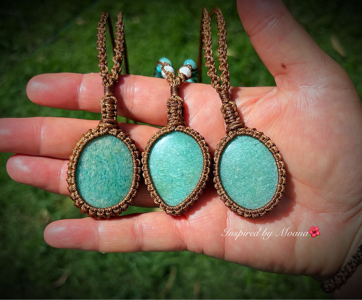 Amazonite Macrame Pendant