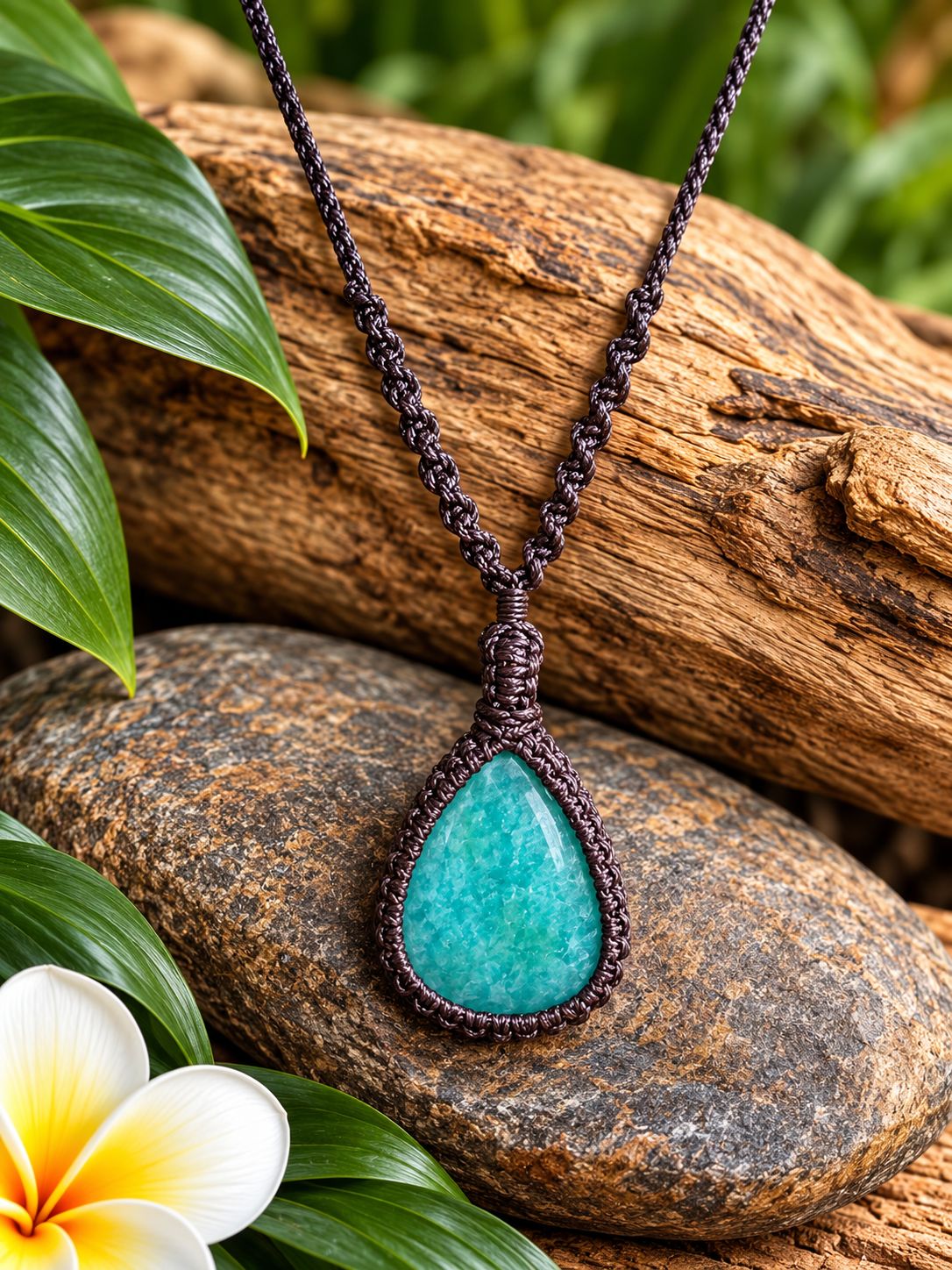 Amazonite Macrame Pendant
