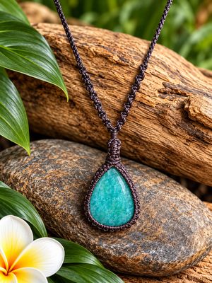 Amazonite Macrame Pendant