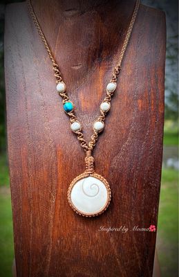 Shiva Shell with Howlite & Turquoise Pendant