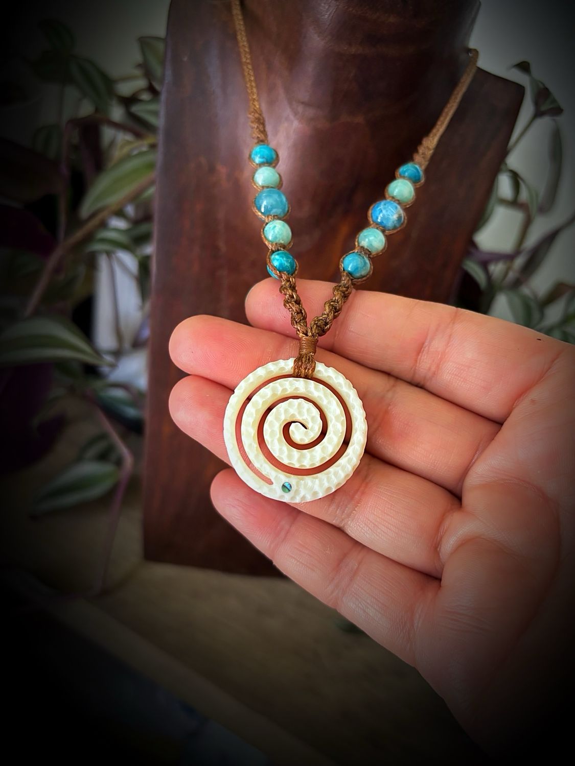 Buffalo Bone Spiral Pendant