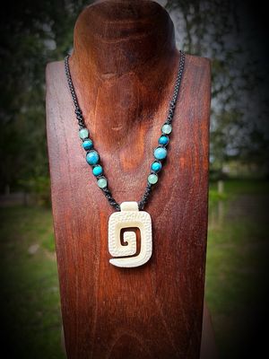 Square Spiral Buffalo Bone Pendant