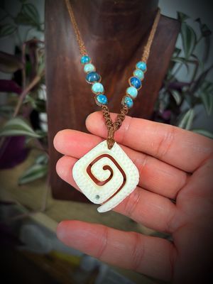 Square Spiral Bone Pendant