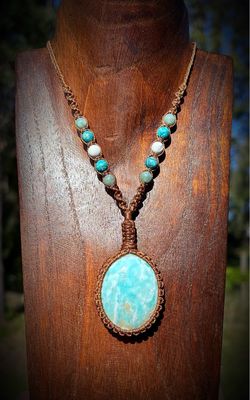 “Ocean Calm” Blue Aragonite Pendant