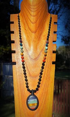 Black Obsidian Chakra Half Mala